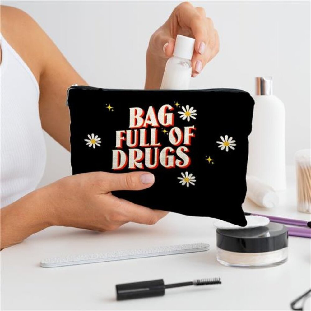 HILARIOUS GIFT IDEA Humorous Funny Makeup Bag Medicine Pouch Meds NOVELTY Bag